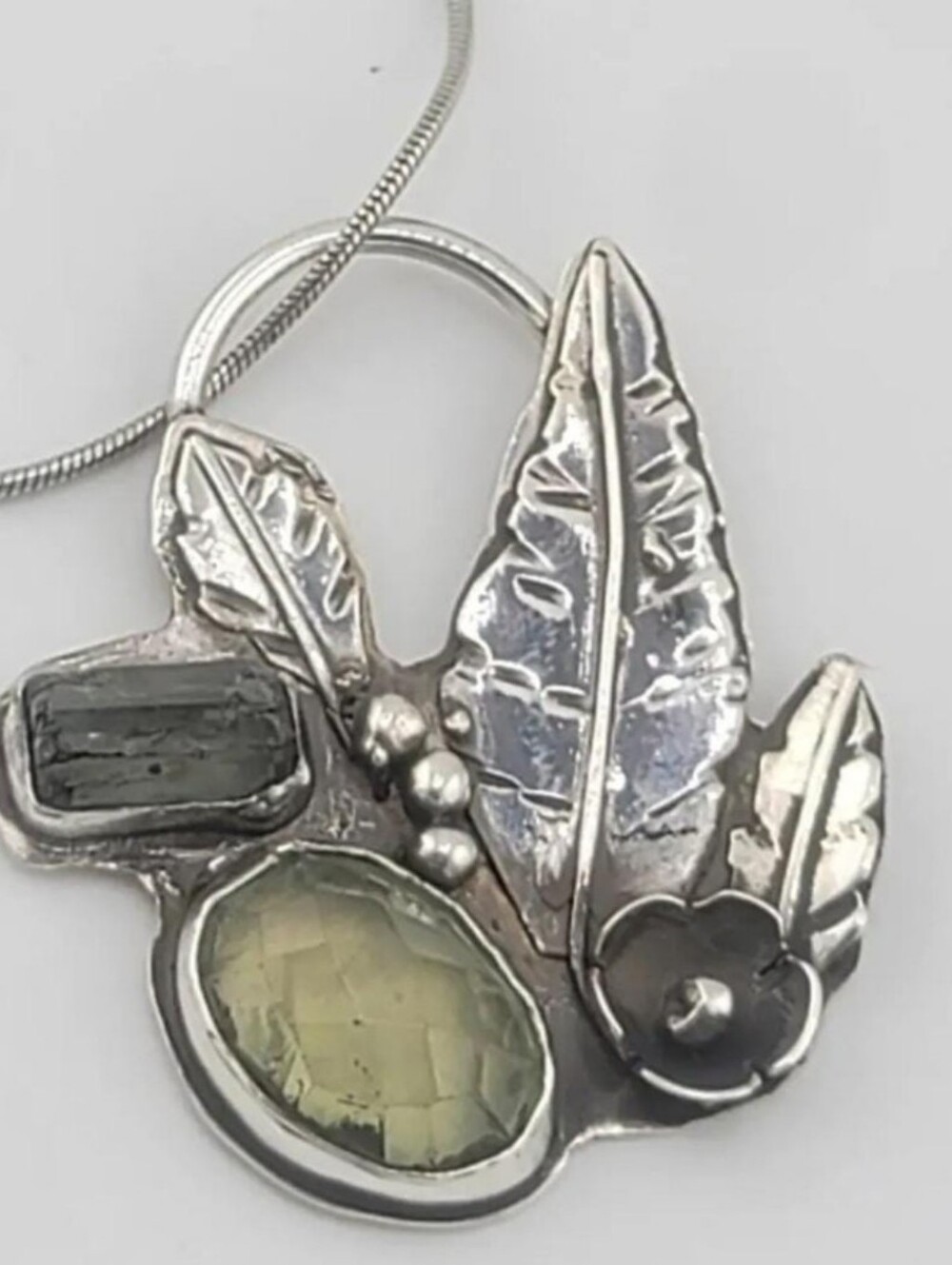 PERIDOT & TOURMALINE SECRET GARDEN PENDANT HANDMADE WITH RECYCLED METAL